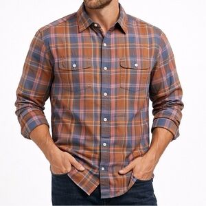 Tommy Bahama Shirt Adult Medium Button Up Island Modern Fit Plaid Long Sleeve